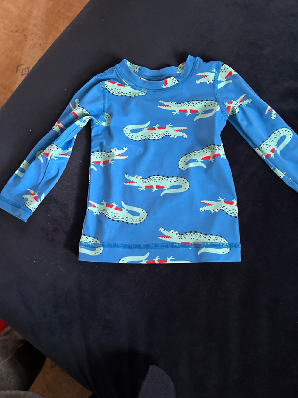 Hanna Andersson Blue Alligator Print Rash Guard